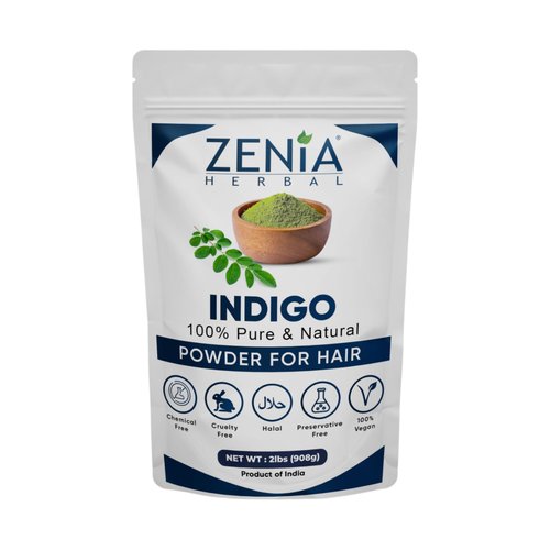 Zenia Indigo Powder (1kg) - 100% Natural Hair Dye, Permanent Color to Black, 100% Pure, No Preservatives, for Hair & Beard, Use with Henna - Value Pack