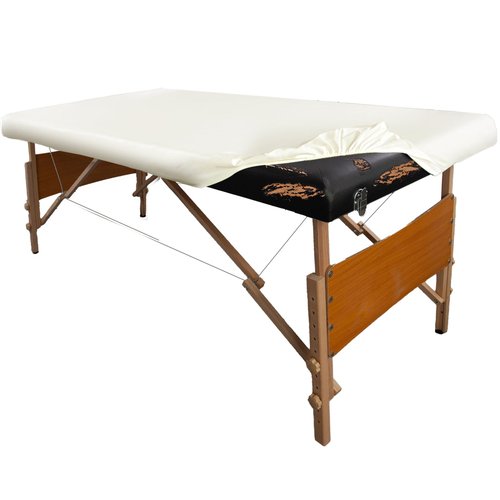 WUSOUPU Leather Cover for Massage Table Wipeable Massage Bed Protector Cover Made of 4-Ways Elastic 100% PU Waterproof Material, Machine Washable, Fit Rectangular Tables 28-32" Wide (White)