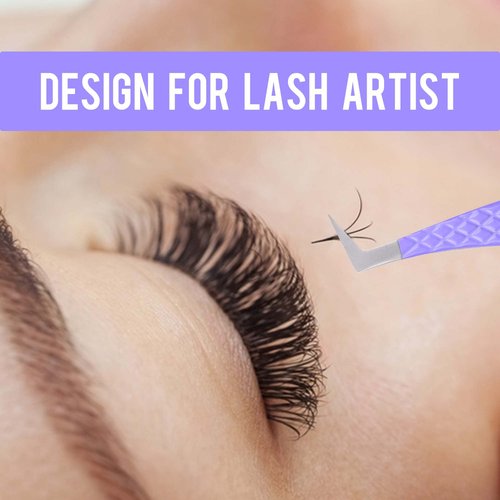 Fiber Tip Lash Tweezers For Eyelash Extension Tweezers Professional Artist Tech Work Kit Tools,Best Volume Eyelash Lashes Extensions Purple Tweezers Precision Supplies (Isolation)