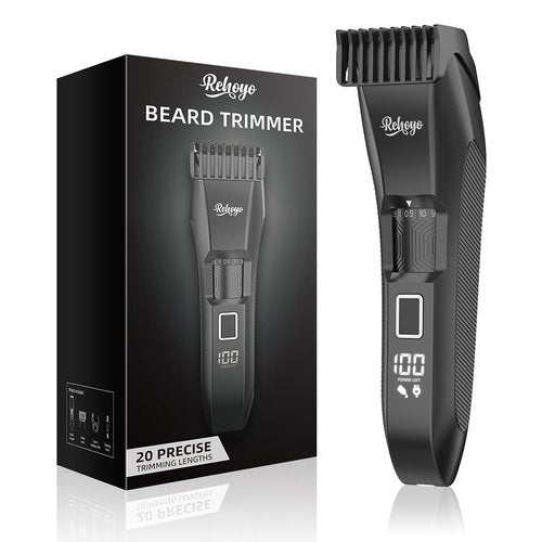 REHOYO Beard Trimmer for Men Adjustable: Professional Cordless Trimmer with 20-Length Dial – Waterproof Hair Clippers w/Stainless Steel Blades for Beard, Mustache & Face Grooming – Gifts for Dad & Him