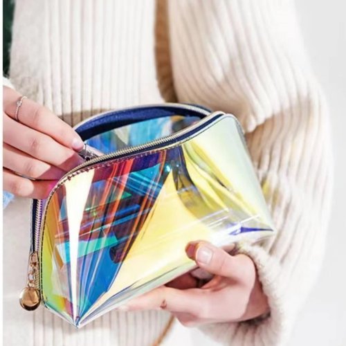 Fexdesire Dazzle clear makeup bags，travel and daily travel Holographic makeup bag women