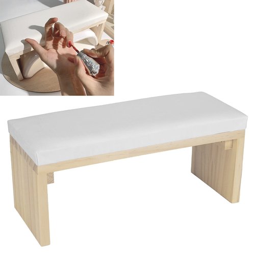 Nail Arm Rest,Nail Art Hand Pillow Mat Nail Polishing Arm Rest Pillow Manicure Hand Rest Cushion, PU Leather Nail Art Pillow Nail Arm Rest Cushion Wooden Stand for Salon Home DIY(white)