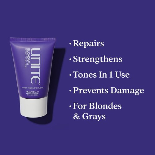 UNITE Hair - BLONDA Fix - Ultra-Violet Treatment for Blonde, Gray & Highlighted Hair - Repairs, Strengthens & Tones - Prevents Damage & Reduces Blow Dry Time, 4 Fl Oz