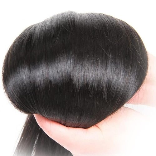 Straight Human Hair Bundles 12 12 12 Inch Trippy Hair Quick Weave 3 Bundles Human Hair 100% Unprocessed Raw Brazilian Virgin Hair Extensions for Black Women Natural Color