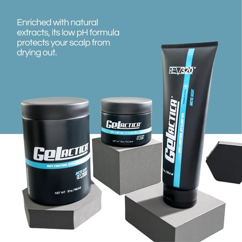 Gelactica Max Control Hair Gel for Men, Alcohol-Free, Strong Hold Styling Gel, Natural Extracts for Long-Lasting Hold and Shine, Slick Back Hair Style 32 oz