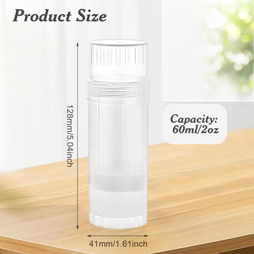 Mirrline 12 Pcs 60ml/2oz Empty Deodorant Containers Twist Up Plastic Deodorant Holder Tube for Lipstick Crayon Chapstick Sunscreen Bar - Translucent (Pack of 2)