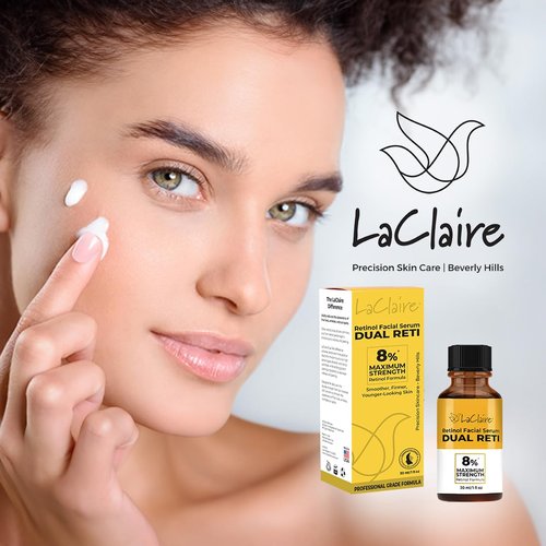 Laclaire Fresh Look, Same Ingredients 8% Complex Retinol Facial Serum – Anti-Aging, Brightening Neck & Facial Serum, Helps Nourish Skin with Lactic Acid, Vitamin A, & Retinyl Palmitate – 15 ml