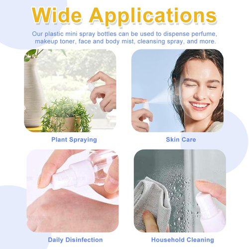 SYBL 12Pcs 10ml/0.3oz Empty Refillable Clear Plastic Fine Mist Spray Bottles Travel Cosmetic Sample Atomizer Containers Vials for Perfume Moisturizer Cleaning Water