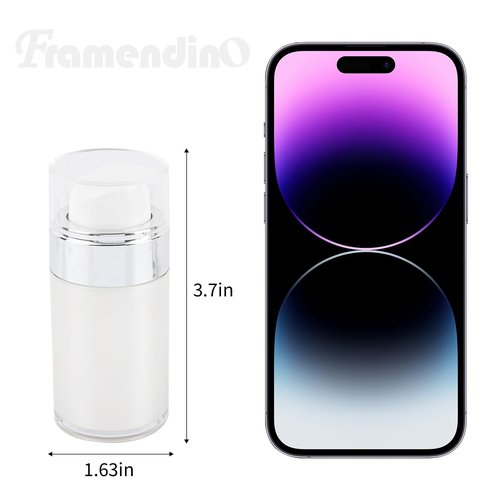 Framendino, 3 Pack Wide Mouth Pump Bottle Lotion Dispenser Airless Bottles Refillable Moisturizer Container with Silicone Spatula for Travel 1oz