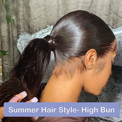 Bleached Knots 360 Full Lace Front Wigs Human Hair Glueless Lace Front Wigs Human Hair Pre Plucked 180% Density Straight Wig Invisible HD 360 Lace Front Wigs Human Hair With Adjustable Band (22inches)