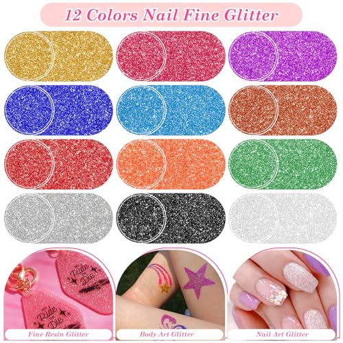 Acrylic Fake Nails Kit Press On Nail Kit with Clear Coffin Nail Tips Nail Display Stand Sequins Sticker Rhinestones Decorations Nail Glue Nail Clay Fine Glitter DIY Nail Art Tool and Supplies