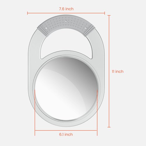 TASALON Unbreakable Hand Mirror, Hand Mirrors with Handle, Salon Barber for Hair, Anti-Slip Hand Held with Rubber Grip for Travel, Makeup, Shaving, Shower, Camping - Silver