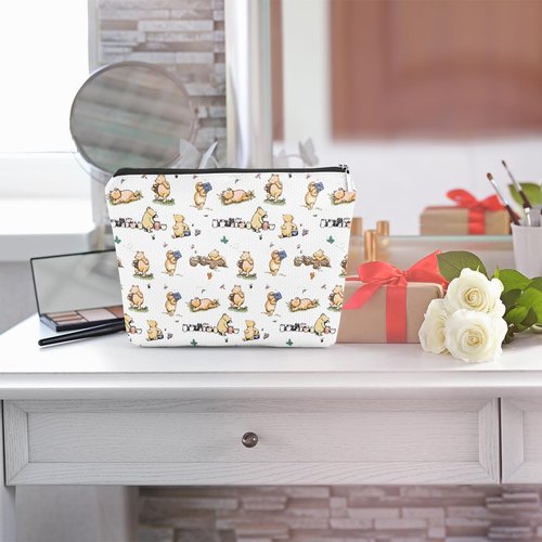 Cartoon Bear Inspirational Cute Makeup Bag Bear Inspired by Classic Gifts Pooh Bear Travel Pouch Cosmetic bag for Pooh Loving Women for birthday Party Favors Gift Zipper Toiletry Bag 03