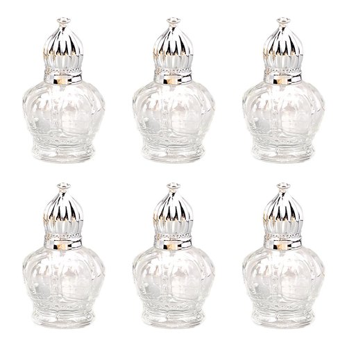 Alunsito Roll On Glass Bottles 6 Pack Mini Empty Perfume Bottles Leak-Proof DIY Container with Crown Cap Glass Roller Bottles For Essential Oils Cosmetics Sunscreen Moisturizer