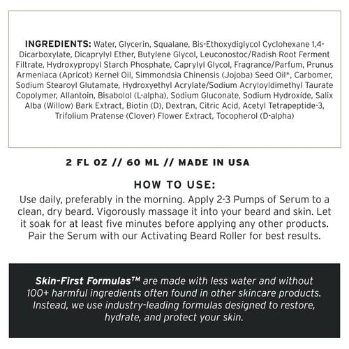 Supply Activating Beard Serum – Plant-Based Ingredients with Biotin & Red Clover Extract to Promote Beard Growth, Revive Follicles & Support a Fuller, Thicker Beard – 2.0oz