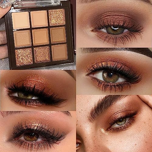 Neutral Nude Brown Smokey Eye Shadow Palette,Rose Gold Bronze Naked Cream Eyeshadow Palette Makeup,Natural Eyeshadow for Eyes Long Lasting Naturing-Looking