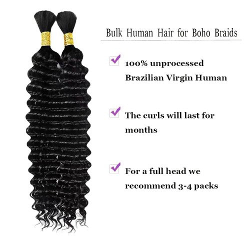 Human Braiding Hair 1Pack-2Pcs 50g 24 Inch Loose Wave Bulk Human Hair for Braiding No Weft Bundle 10A Brazilian Virgin Curly Human Hair Extensions for Boho Braids Wet and Wavy Human Hair