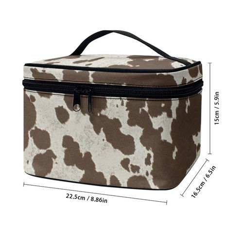 JEOCODY Cosmetic Bags for Women Cow Print Travel Makeup Train Case Large Makeup Organizer Bag Women Travel Cosmetic Cases Portable Cosmetic Bag Toiletry Bags for Girl with Handle