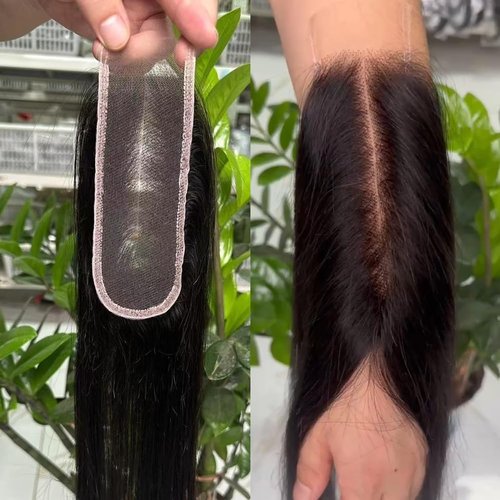 Aorbige 2x6 HD Swiss Lace Melt Skin Lace Closure Long Deep Parting Raw Hair Materials Straight Style Much Fuller with Natural Hair Line Human Hair Natural Black Color (12inch, HD 2x6 lace closure)