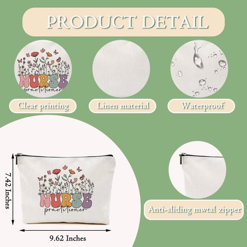 MQBMQB Nurse Practitioner Gifts for women Makeup Bag Nursing Cosmetic Bag Accessories Appreciation Gifts for Women Nurses Coworkers Graduation Birthday Survival Kit Makeup Travel pouch