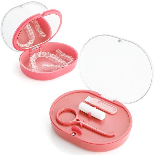 Ultrasonic Retainer Cleaner and Retainer Storage Case Bundled Set Contains Ultrasonic Retainer Cleaner Machine and Double Layer Retainer Case