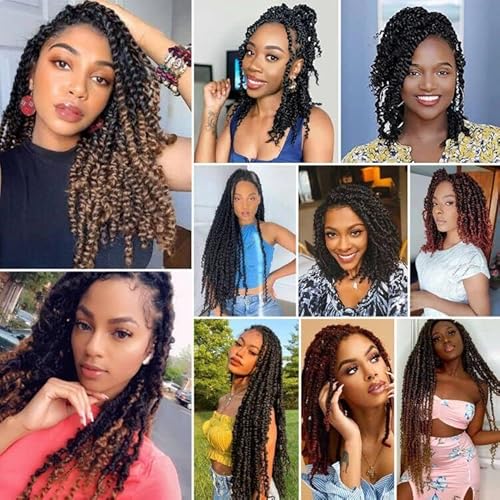Passion Twist Crochet Hair,14 Inch 9 Packs Pretwisted Passion Twist Hair, Soft Pre Looped And Pre twist Crochet Hair For Women,Black Curly Crochet Braids(14in,1B#)