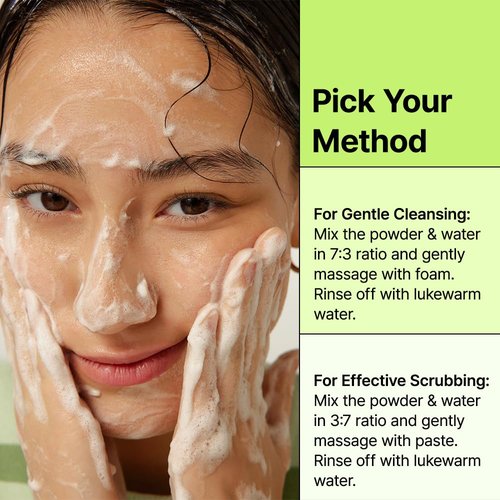 BY WISHTREND Green Tea & Enzyme Powder Wash, Gentle Cleanser for Oily & Sensitive Skin, Removes Impurities, Refine Texture, Deep Face Clean, 3.88 Oz