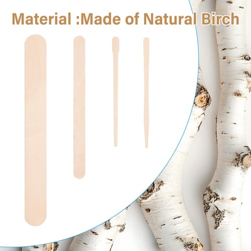 WoBiogHo 500 Pcs 4 Style Waxing Sticks Assorted Wooden Wax Applicator Stick for Body Legs Face Eyebrows and Small Medium Large Sizes Waxing Spatulas Popsicle Stick for Hair Removal Wood Craft Sticks