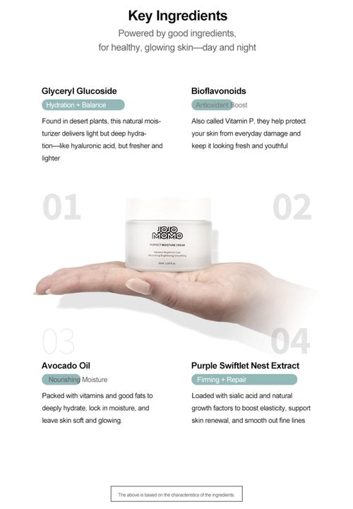 Moisture Cream 50ml - Lightweight K-Beauty Face Cream for Hydration, Makeup Prep, Daily Moisturizer Face Cream Day & Night.