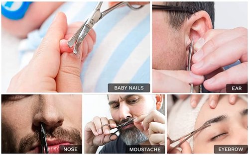 Melwey Rounded Stainless Steel Facial Hair Scissors – Safety Scissors for Nose Hair, Eyebrows, Eyelashes, Mustache, Beard, and Baby Nails