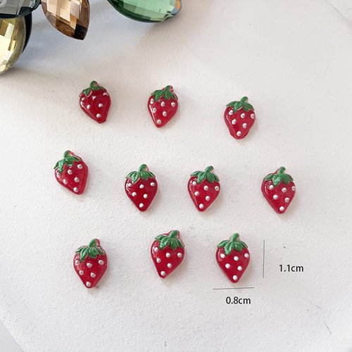 50pcs Nail Charms Accessories Cute Strawberry for Spring Summer Season Manicure Decoration Kawaii Nail Rhinestones Fruit Gems Charms Shoes