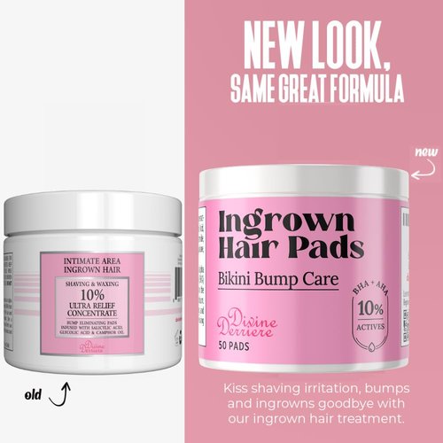 Divine Derriere Save 10% on Ingrown Hair and Razor Bumps Minimizer Duo – After Shave Repair Serum for Ingrowns and Razor Burns roll-on with Razor Bump Stopper pads