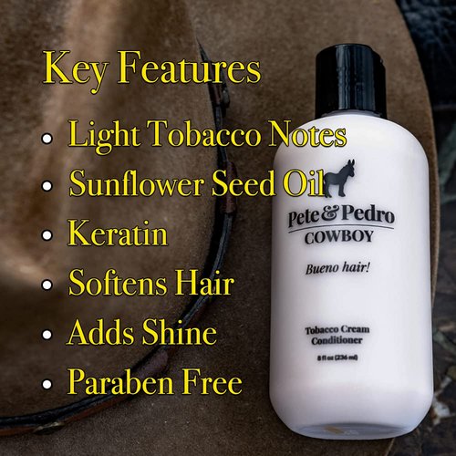 Pete & Pedro CLEAN Shampoo 8.5 oz & Cowboy Tobacco Cream Conditioner 8.5 oz Combo - Deep Cleansing Tea Tree Oil and Peppermint Shampoo | Nourishing Conditioner Tobacco Scent For Healthy Hair