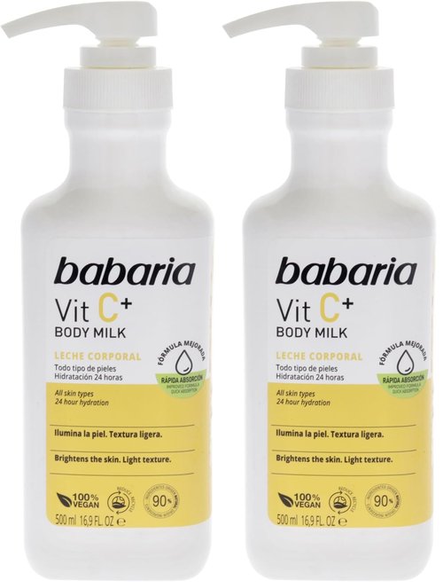 Babaria Vitamin C Body Milk - Body Lotion for Women - Boosts Collagen Production - Moisturizes - Body Cream for All Skin Types - 16.9 oz (Pack of 2)