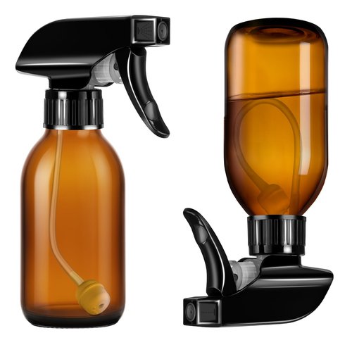 Tecohouse 360° 4 OZ Amber Glass Spray Bottles, 2 Pack Empty Refillable Containers with Adjustable Spray Nozzles, Spray Bottles for Cleaning Solutions, Plants, Hairs