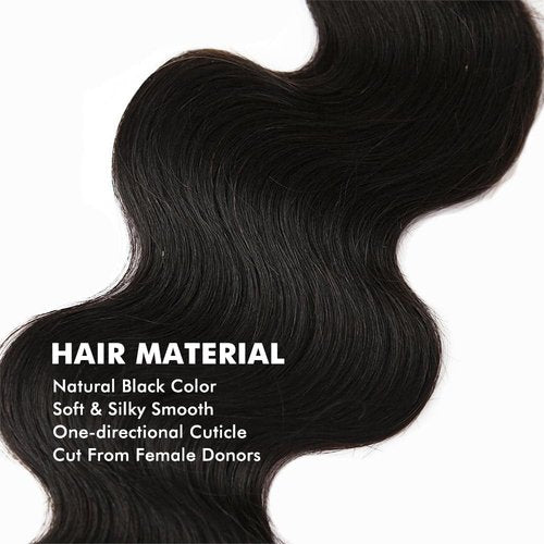 Body Wave Bundles Human Hair 10 12 14Inch Human Hair Raw Bundles 100% Unprocessed Brazilian Virgin Quick Weave Hair 3 Bundles for Black Women Natural Color
