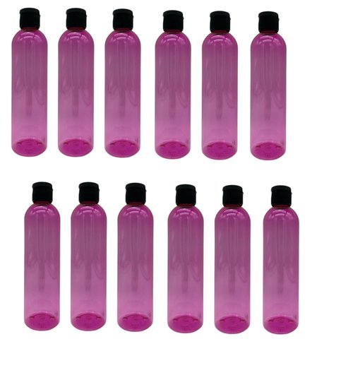 Natural Farms 8 oz Pink Cosmo Plastic Bottles -12 Pack Empty Bottle Refillable - BPA Free - Essential Oils - Aromatherapy | Black Flip Top Snap Cap - Made in the USA