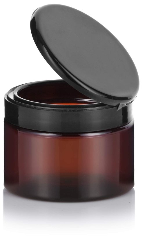 (12 Pack) 12 oz Amber PET Plastic Jar with Black Flip Top