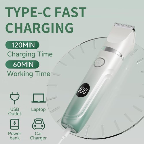 Bikini Trimmer for Women, 3-in-1 Electric Razors for Women, Waterproof Bikini Shaver Replaceable Facial, Body Trimmer for Pubic Hair, Painless Razor for Hair Trimmer Gifts for Her, Mint Green