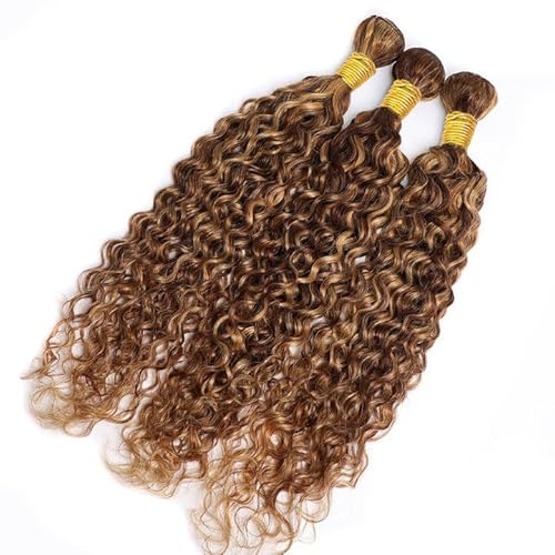 P427 Highlight Blonde Bundles Human Hair Brown Water Wave 3 Bundles 30 30 30 Inch Unprocessed Brazilian Virgin Remy Honey Blonde Water Wave Bundle Human Hair Extensions