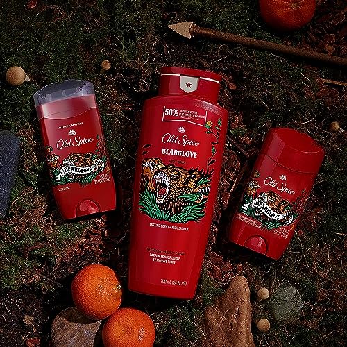 Old Spice Aluminum Free Deodorant for Men, 24/7 Odor Protection, 24/7 Freshness & Lasting Scent, Bearglove Scent, 3.0 oz with Travel Size Swagger Body Wash (Pack of 4)
