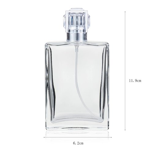 JJKMALL 100ML 3.4oz Glass Spray Bottles for Essential Oils, Perfumes, Empty Clear Mist Spray Bottle with - (1Pack) 1pc Funnel Filler 1PC 3ml Dropper 1pc Storage Gift Bag