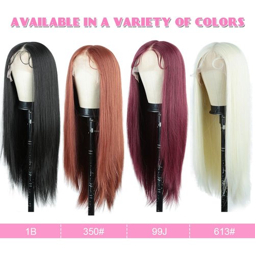 goodear 13x6 Straight Lace Front Wig Pre Plucked Lace Front Wigs with Baby Hair Glueless Lace Wigs for Women 26 Inch Full, soft, lifelike, breathable Daily Party (613# White Blonde, Long 26inch)