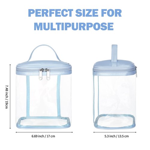 HAOGUAGUA Premium Clear Makeup Bag with Inner Pocket, Transparent Cosmetic Pouch for Travel or Everyday Use, Waterproof Beach Bag for Sunscreen Skincare (Blue 1pcs)