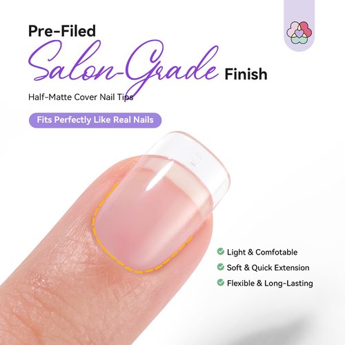 SAVILAND Advanced Gel Nail Kit: 500 Pcs Extra Short Square Nail Tips with Drill Salon Grade 30-Day Strong Hold Gel Nail Tips 12 Sizes Fake Nails with Glue & Nail Lamp Complete DIY At Home Nail Kit