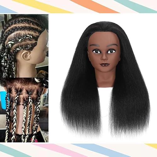 16 Inch 100% Real Hair Mannequin Head Training Head Manikin Cosmetology Doll Head for Hairdresser Practice Braiding Hair Styling with Clamp stand (16 -Inch)