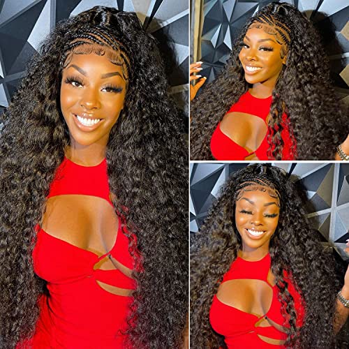 Keshon Deep Wave Frontal Wigs Human Hair 200% Density 13x5 Deep Wave Lace Front Wigs Human Hair HD Transparent Lace Frontal Wig Pre Plucked with Baby Hair Natural Color 24 inch
