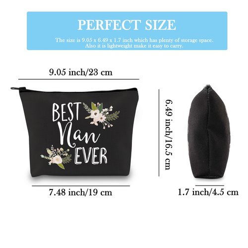 GJTIM Nan Gift for Grandma Makeup Bag Mother's Day Gifts Grandmother Birthday Gifts Best Nan Ever Cosmetic Bag Travel bag (Best Nan Ever Black)