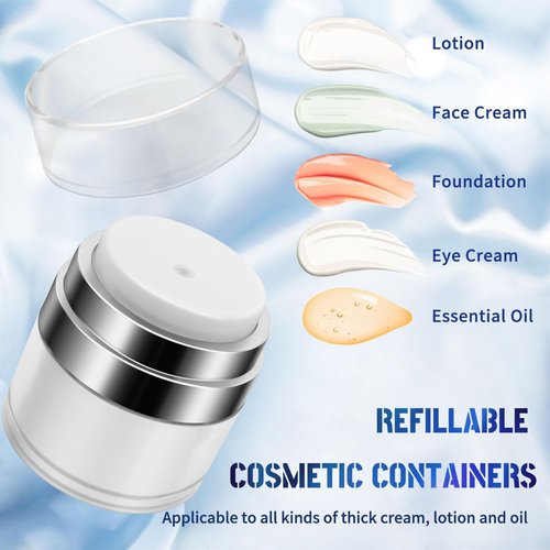 2 Pcs Airless Pump Jar, Refillable Cream Jar Vacuum Bottle Travel Size Empty Container for Cream and Lotion (2 x 1oz)