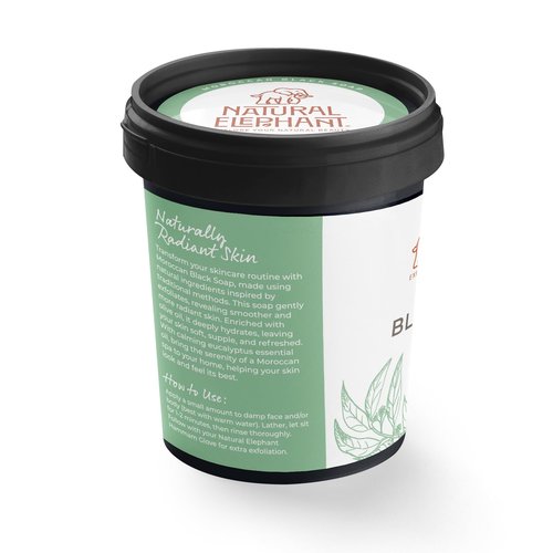 Natural Elephant Moroccan Black Soap With Eucalyptus Essential Oil 1kg (2.2 lbs) Bulk Size